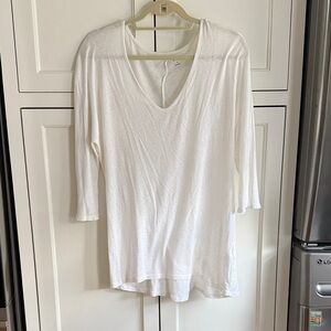 Classic White V-Neck Women's Top